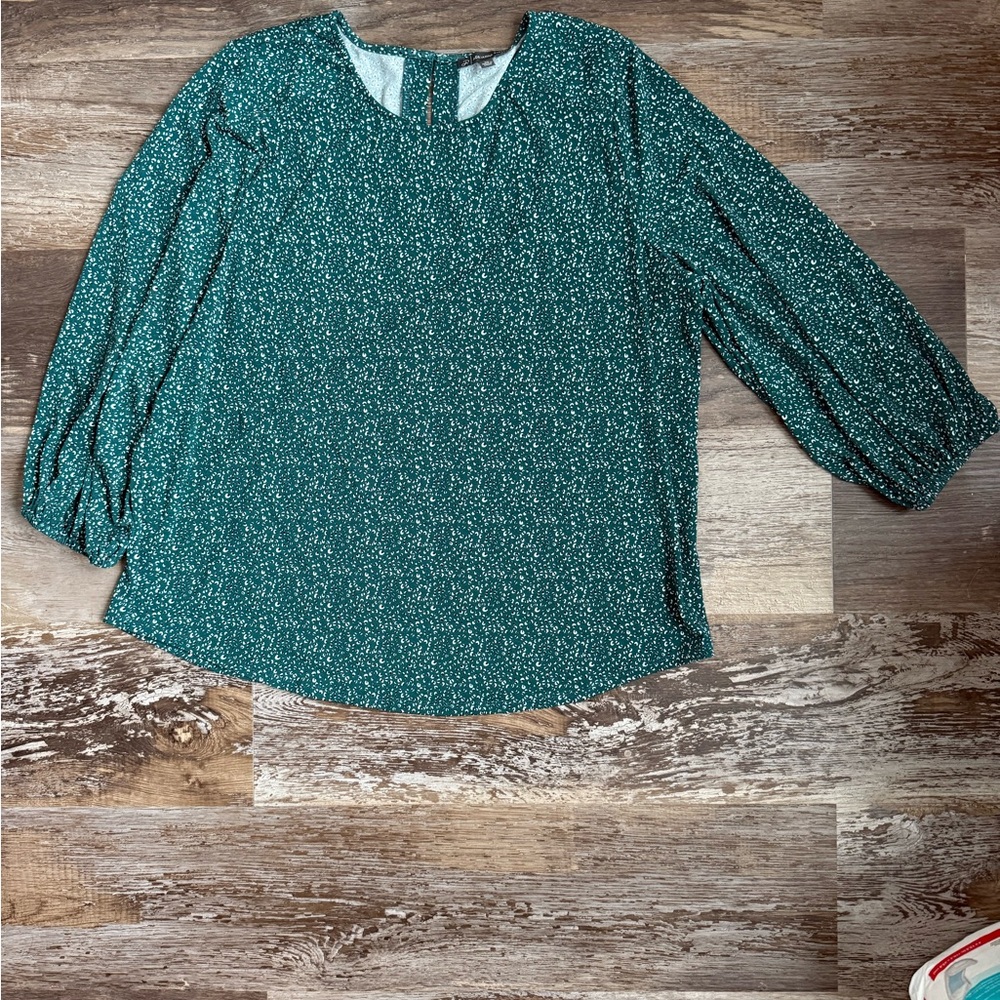 Adrianna Papell Green Patterned Blouse